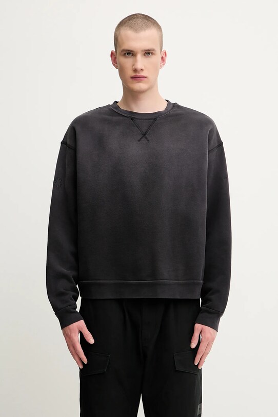 1017 ALYX 9SM bluza bawełniana Garment dye boxy crewneck gładkie czarny AAMSW0243FA01