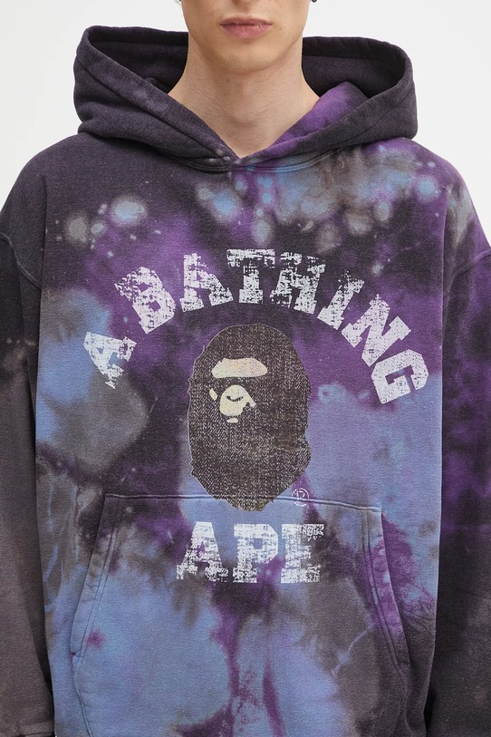 Dukserica A Bathing Ape Tie dye college ljubičasta 1K80114003