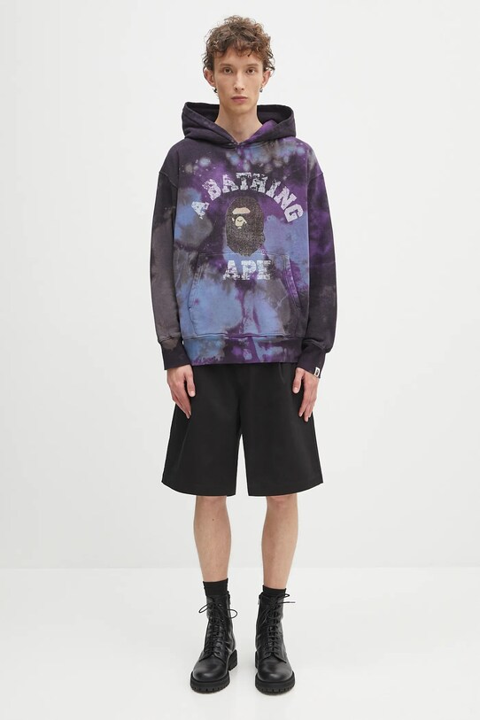 Dukserica A Bathing Ape Tie dye college 1K80114003 ljubičasta