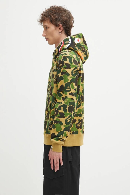 Βαμβακερή μπλούζα A Bathing Ape ABC camo shark 1K80114010 πράσινο SS25