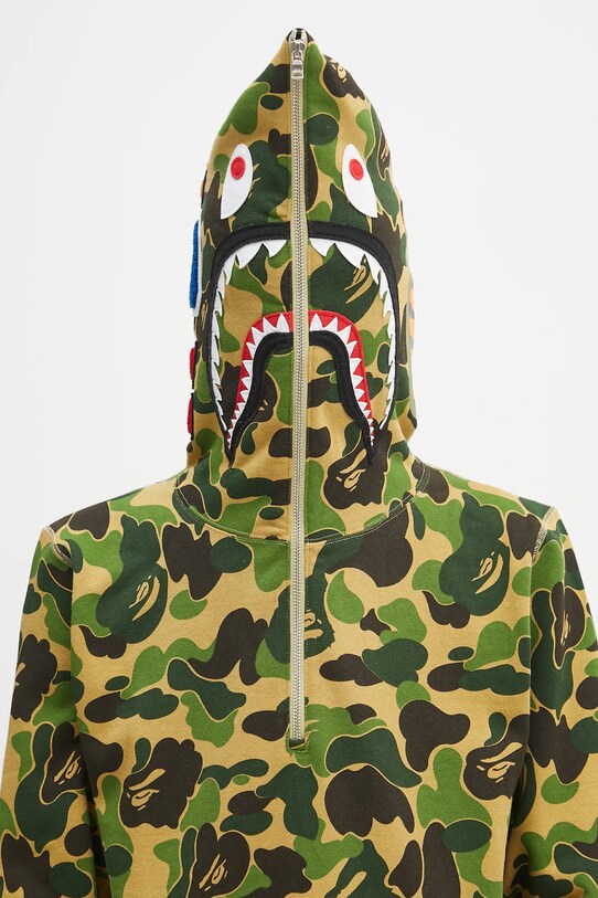 Βαμβακερή μπλούζα A Bathing Ape ABC camo shark πράσινο 1K80114010
