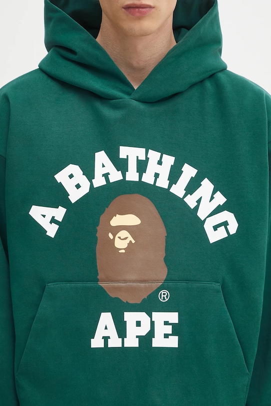 A Bathing Ape bluza bawełniana College puffy zielony 1K80114012