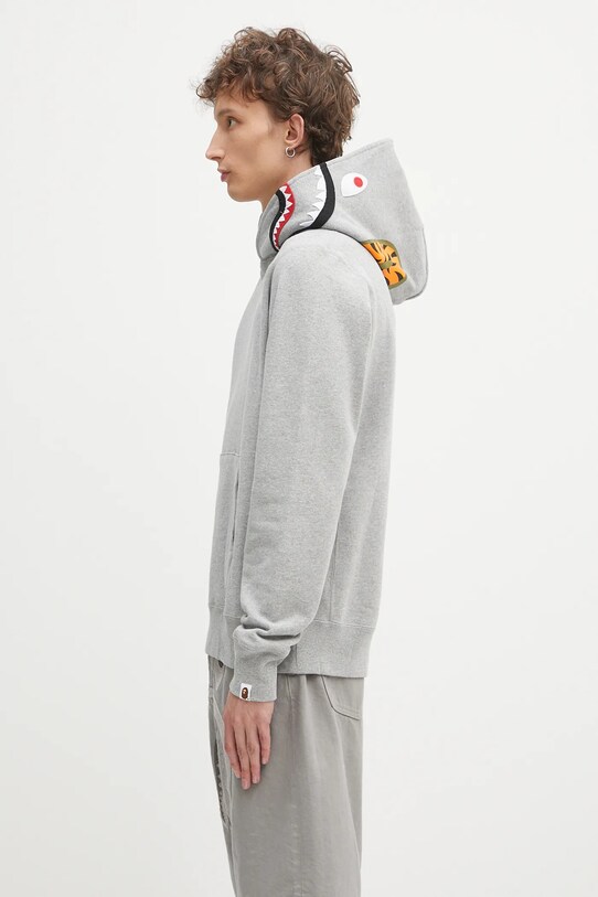 Bavlněná mikina A Bathing Ape Shark 1K80114013 šedá SS25