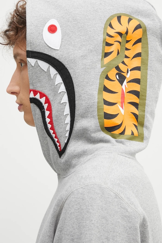 A Bathing Ape bluza bawełniana Shark 1K80114013 szary