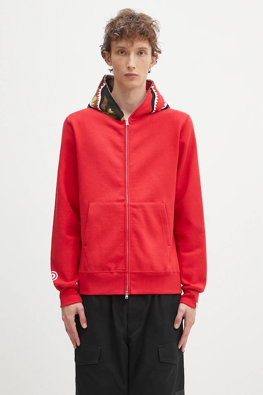 A Bathing Ape bluza bawełniana 1st shark wzorzyste czerwony 1K70115005