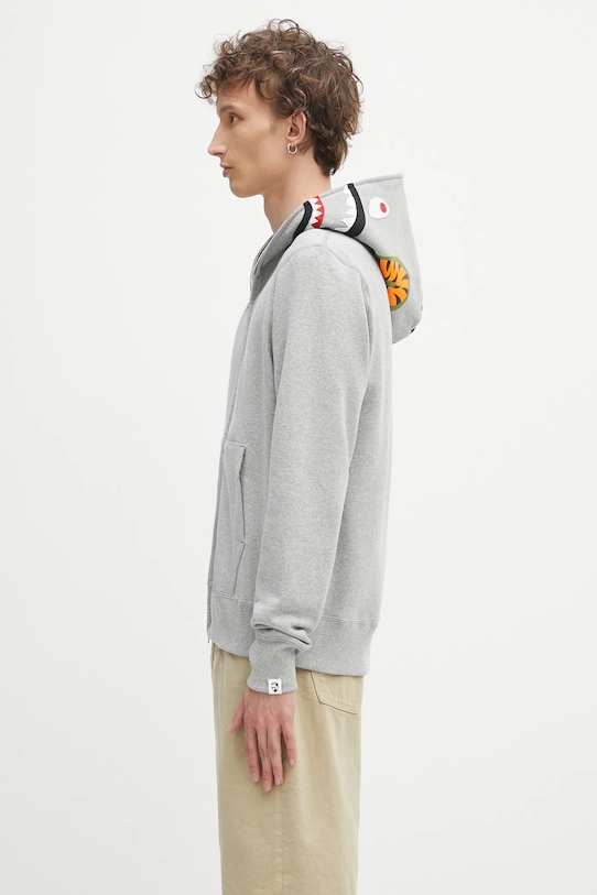 Памучен суичър A Bathing Ape 1st shark 1K70115005 сив SS25