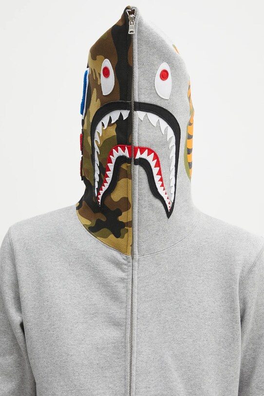 Памучен суичър A Bathing Ape 1st shark 1K70115005 сив