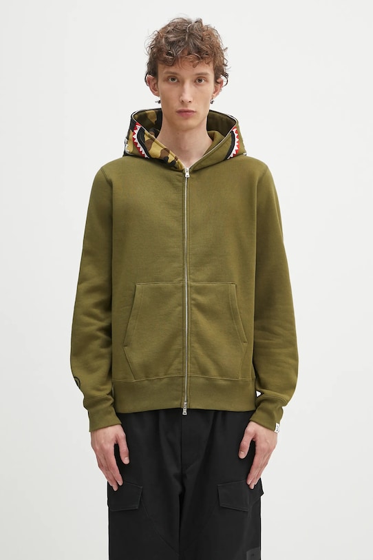 A Bathing Ape hanorac de bumbac 1st shark cu modele verde 1K70115005