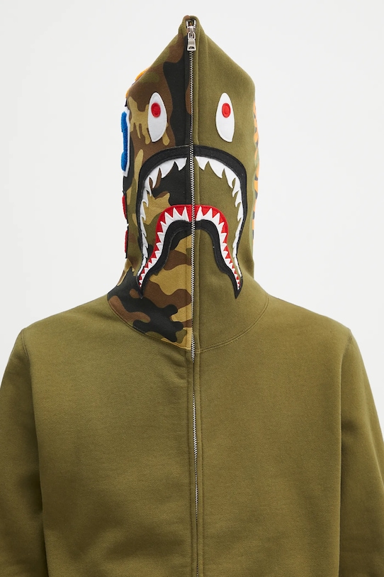 A Bathing Ape hanorac de bumbac 1st shark verde 1K70115005