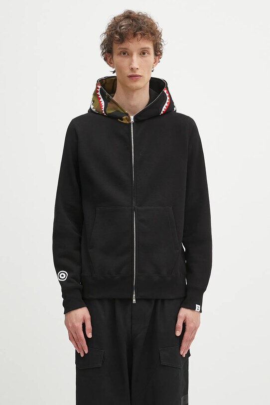 A Bathing Ape cotton sweatshirt 1st shark cotton black 1K70115005