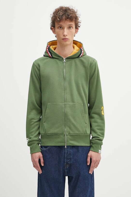 Хлопковая кофта A Bathing Ape 2nd shark хлопок зелёный 1K70115006