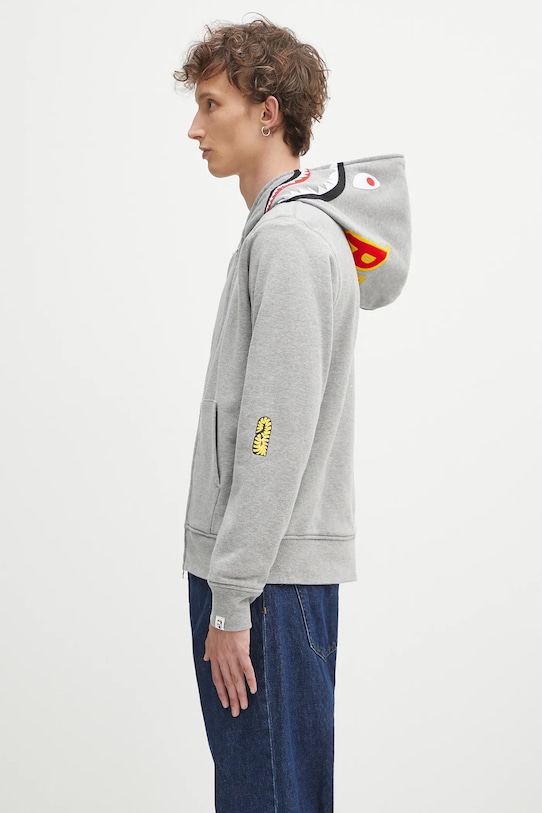 Bavlněná mikina A Bathing Ape 2nd shark 1K70115006 šedá SS25