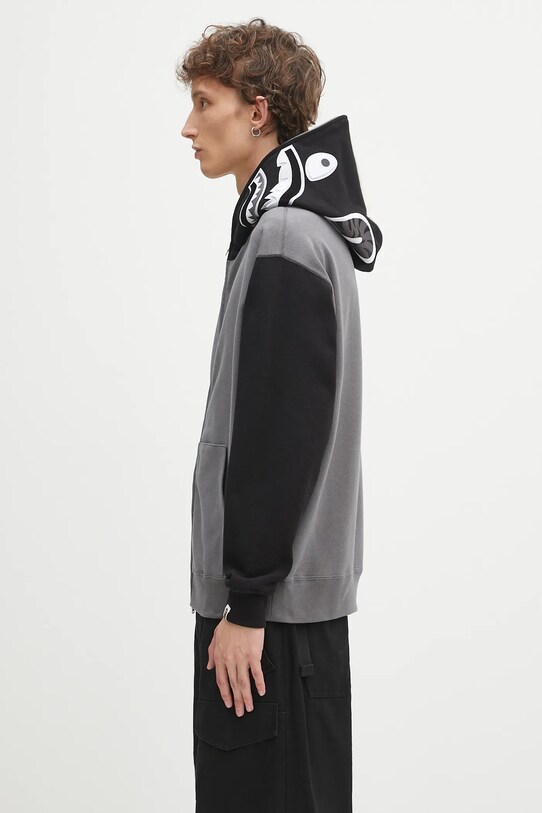 Bavlněná mikina A Bathing Ape Shark 1K70115311 šedá SS25