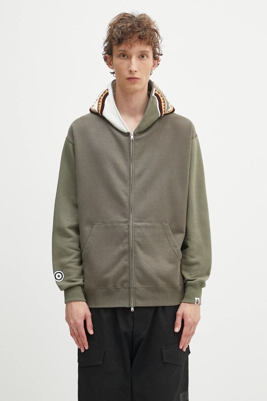 A Bathing Ape cotton sweatshirt Shark applique green 1K70115312