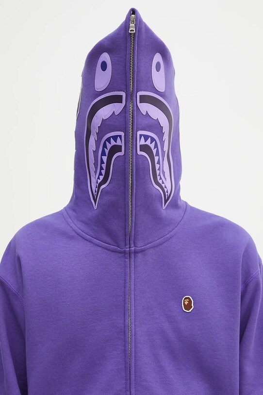 Хлопковая кофта A Bathing Ape One point APE head shark 1K80115305 фиолетовой