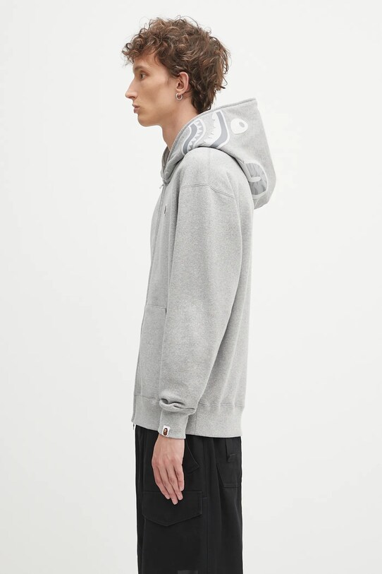 Памучен суичър A Bathing Ape One point APE head shark 1K80115305 сив SS25