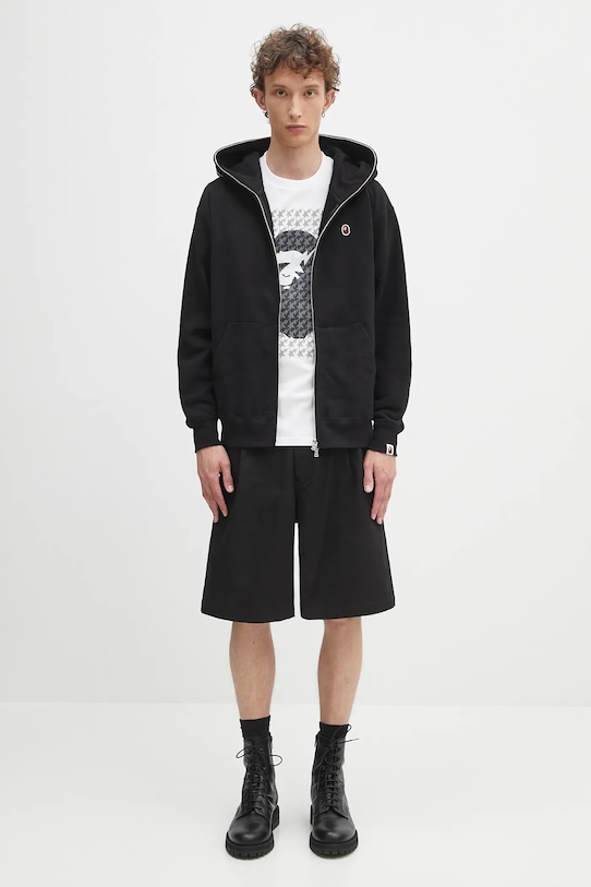 A Bathing Ape cotton sweatshirt One point APE head shark 1K80115305 black