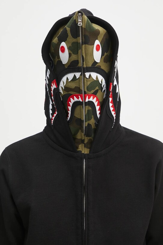 Хлопковая кофта A Bathing Ape 1st camo shark 1L30115007 чёрный
