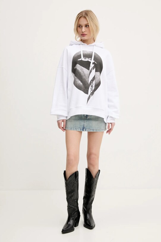 Abbigliamento Fiorucci felpa in cotone Mouth Print Relaxed Fit Hoodie U02SPSHO092CJ05WH05 bianco
