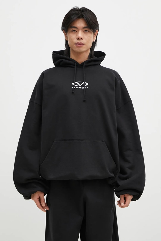 Суичър VETEMENTS Oval Logo Cropped Boxy надпис черен UA66HD600BW