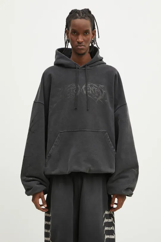 Dukserica VETEMENTS Death Metal Cropped Boxy print siva UA66HD620BB