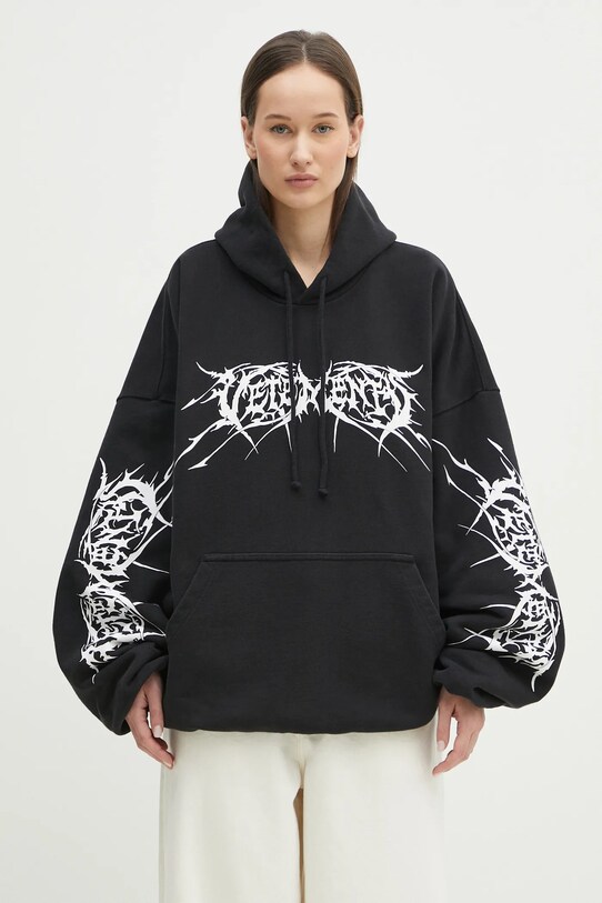 Mikina VETEMENTS Death Metal Cropped Boxy UA66HD620BW černá SS25
