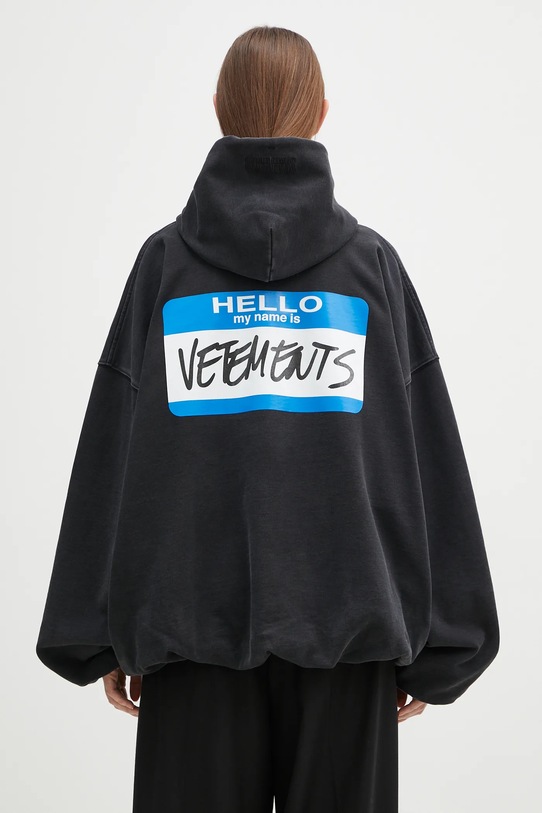 VETEMENTS cotton sweatshirt My Name Sticker Cropped Boxy UA66HD650B black SS25