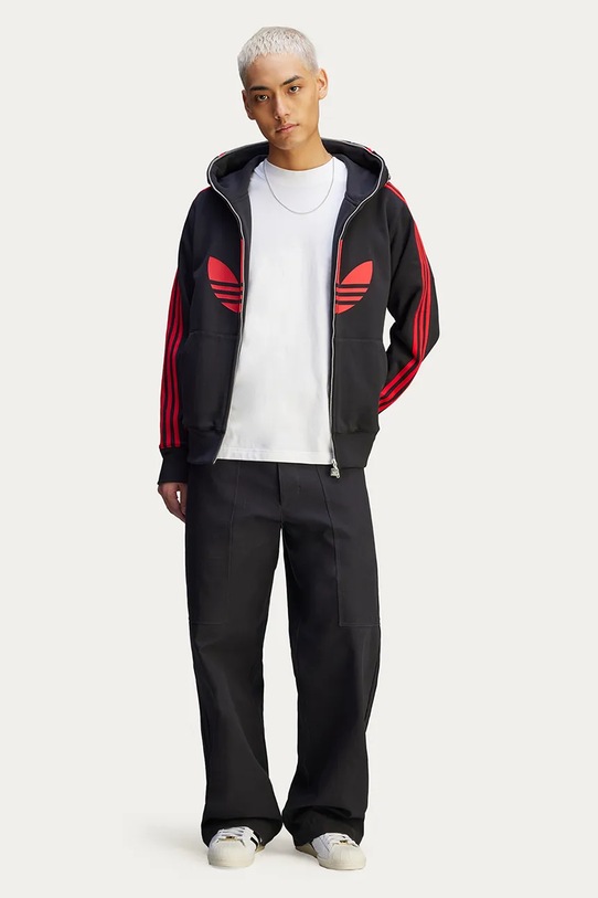 adidas Originals x BAPE cotton sweatshirt SSTR PACK Shark FZ H JN7119 black color hooded with a print JN7119