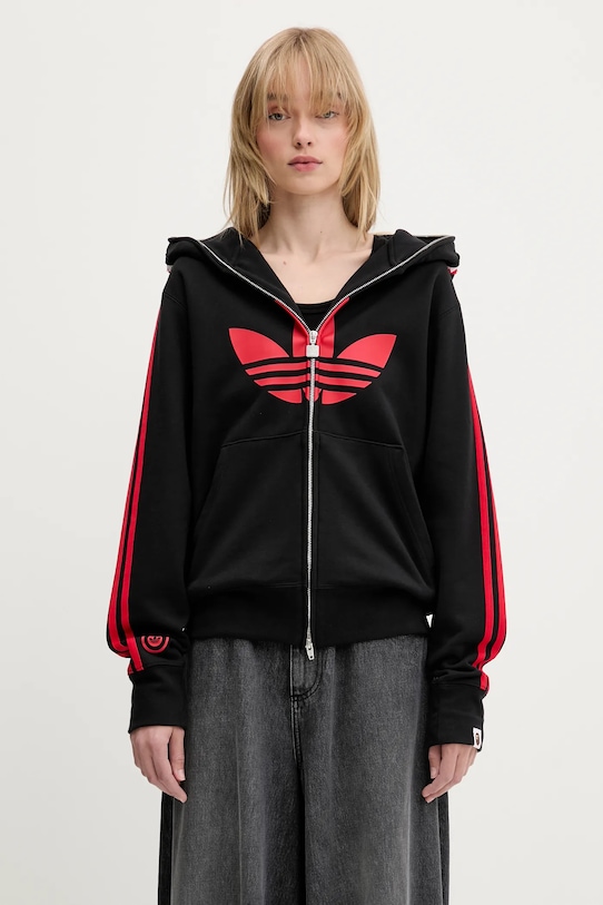 Bavlněná mikina adidas Originals x BAPE SSTR PACK Shark FZ H JN7119 černá SS25