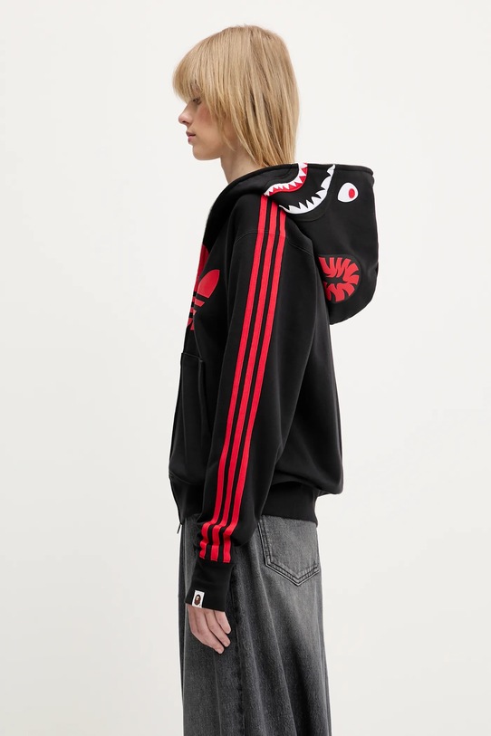 Bavlněná mikina adidas Originals x BAPE SSTR PACK Shark FZ H černá JN7119