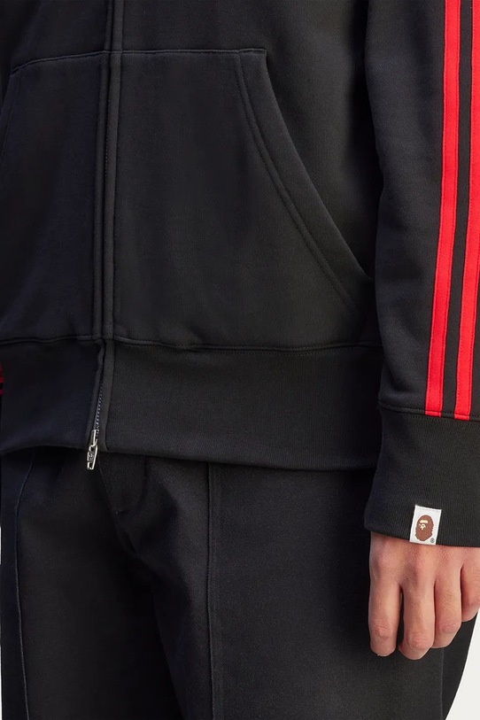 adidas Originals x BAPE cotton sweatshirt SSTR PACK Shark FZ H JN7119 black color hooded with a print JN7119