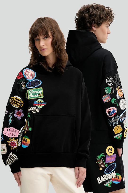 Barrow felpa in cotone applique nero S5BWUAHS017