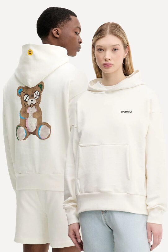 Бавовняна кофта Barrow з капюшоном білий S5BWUAHS151