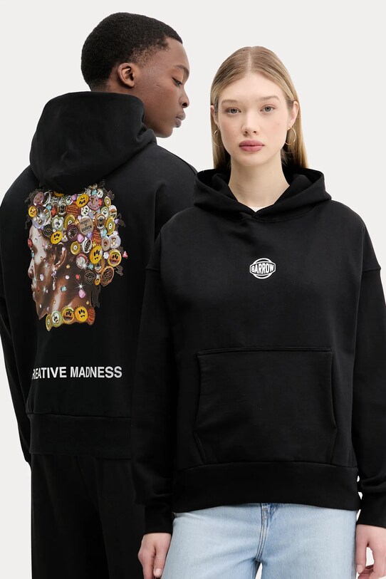 Barrow hanorac de bumbac print negru S5BWUAHS158
