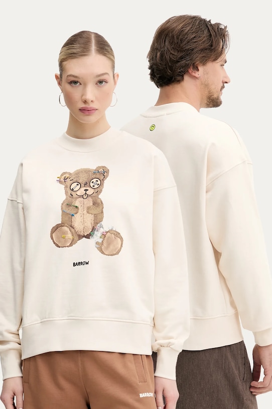 Хлопковая кофта Barrow хлопок бежевый S5BWUASW155