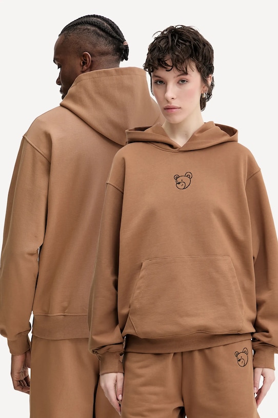 Pamučna dukserica Inbetweeners natpis smeđa S5TWUAHS024