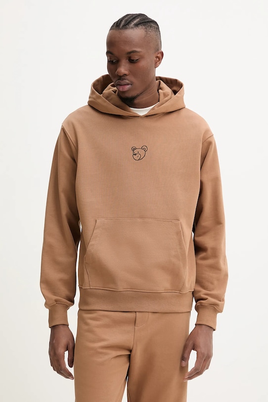 Pamučna dukserica Inbetweeners S5TWUAHS024 smeđa SS25