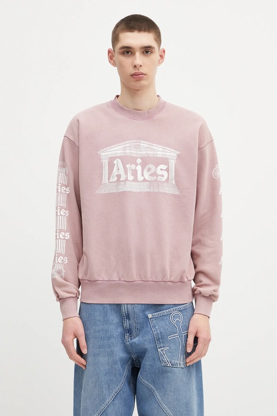 Aries bluza bawełniana Aged Ancient Column Sweat nadruk różowy AR2003303