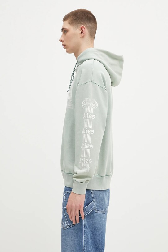 Odjeća Pamučna dukserica Aries Aged Ancient Column Hoodie AR2003503 tirkizna