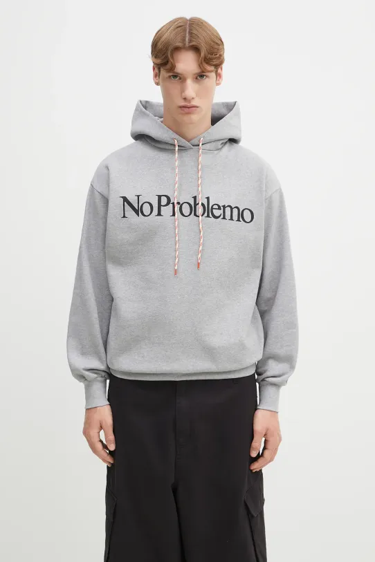 No Problemo felpa in cotone No Problemo Hoodie sovrastampa grigio NP2001203