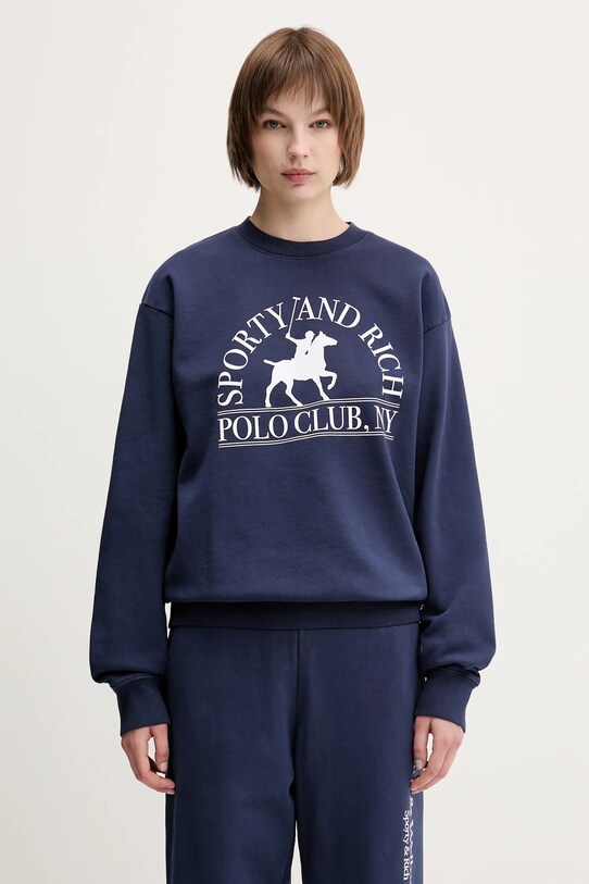 Bavlnená mikina Sporty & Rich Polo Club ST071612252BL106 tmavomodrá SS25