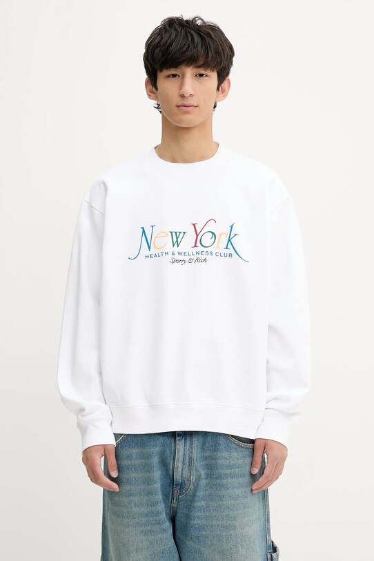 Pamučna dukserica Sporty & Rich Ny 94 print bijela ST071622034WH57