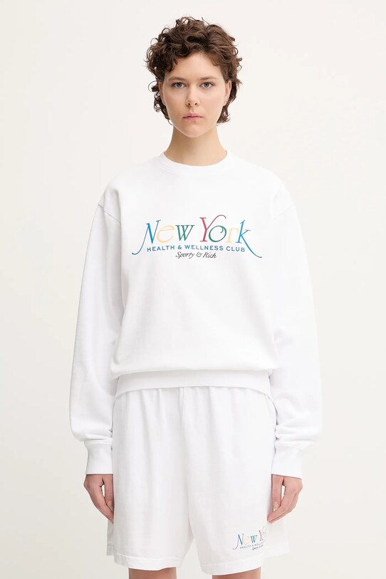 Pamučna dukserica Sporty & Rich Ny 94 ST071622034WH57 bijela SS25