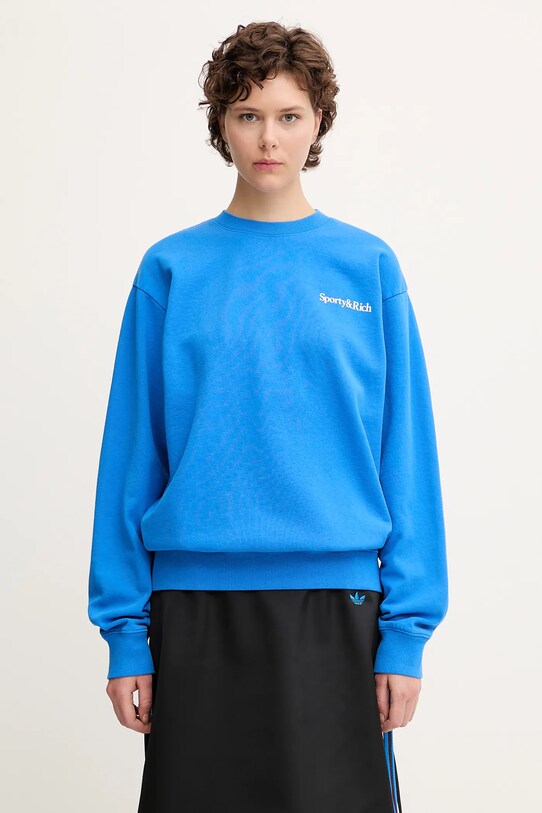 Sporty & Rich bluza bawełniana Health Is Wealth ST071622300BL67 niebieski SS25