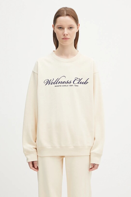 Sporty & Rich bluza bawełniana Wellness Club Mc Emboirdered bawełna beżowy ST071620081CR01