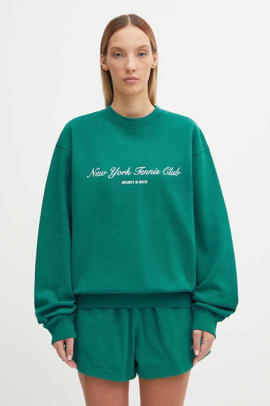 Sporty & Rich bluza bawełniana Ny Tennis Club ST071621402GR03 zielony AW25