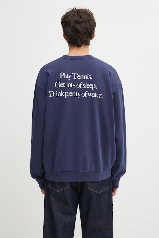 Sporty & Rich bluza bawełniana Play Tennis nadruk granatowy ST071621425BL106