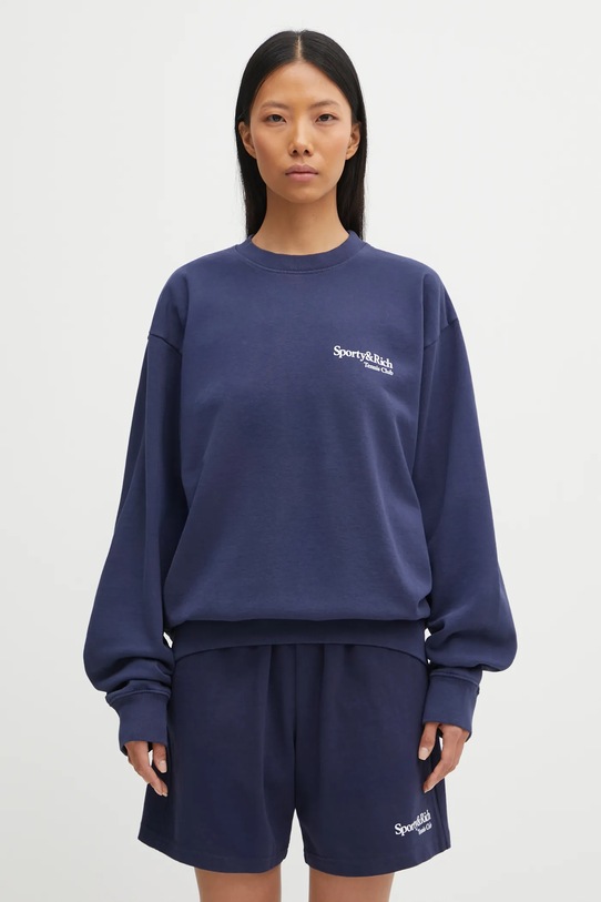 Sporty & Rich cotton sweatshirt Play Tennis ST071621425BL106 navy AW25