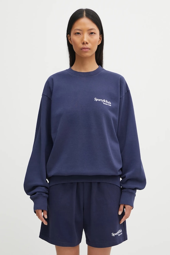 Sporty & Rich bluza bawełniana Play Tennis ST071621425BL106 granatowy AW25