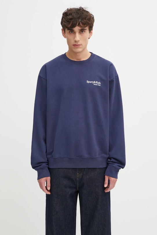 Sporty & Rich bluza bawełniana Play Tennis ST071621425BL106 granatowy